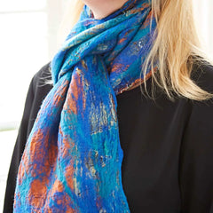 PAPER HIGH Azure Blue Felted Silk Scarf