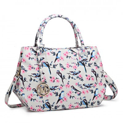 MISS LULU Oilcloth Beige Bird Bag