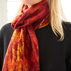 PAPER HIGH Flaming Red Yamala Felted Silk Scarf