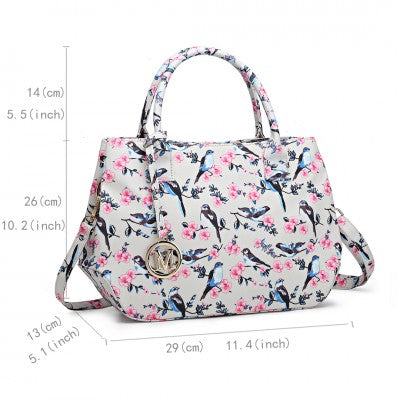 MISS LULU Oilcloth Beige Bird Bag